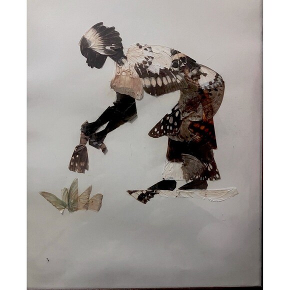 Two Vintage South African Framed Hand Crafted Butterfly Wing Art in Frames - Picture 3 of 16